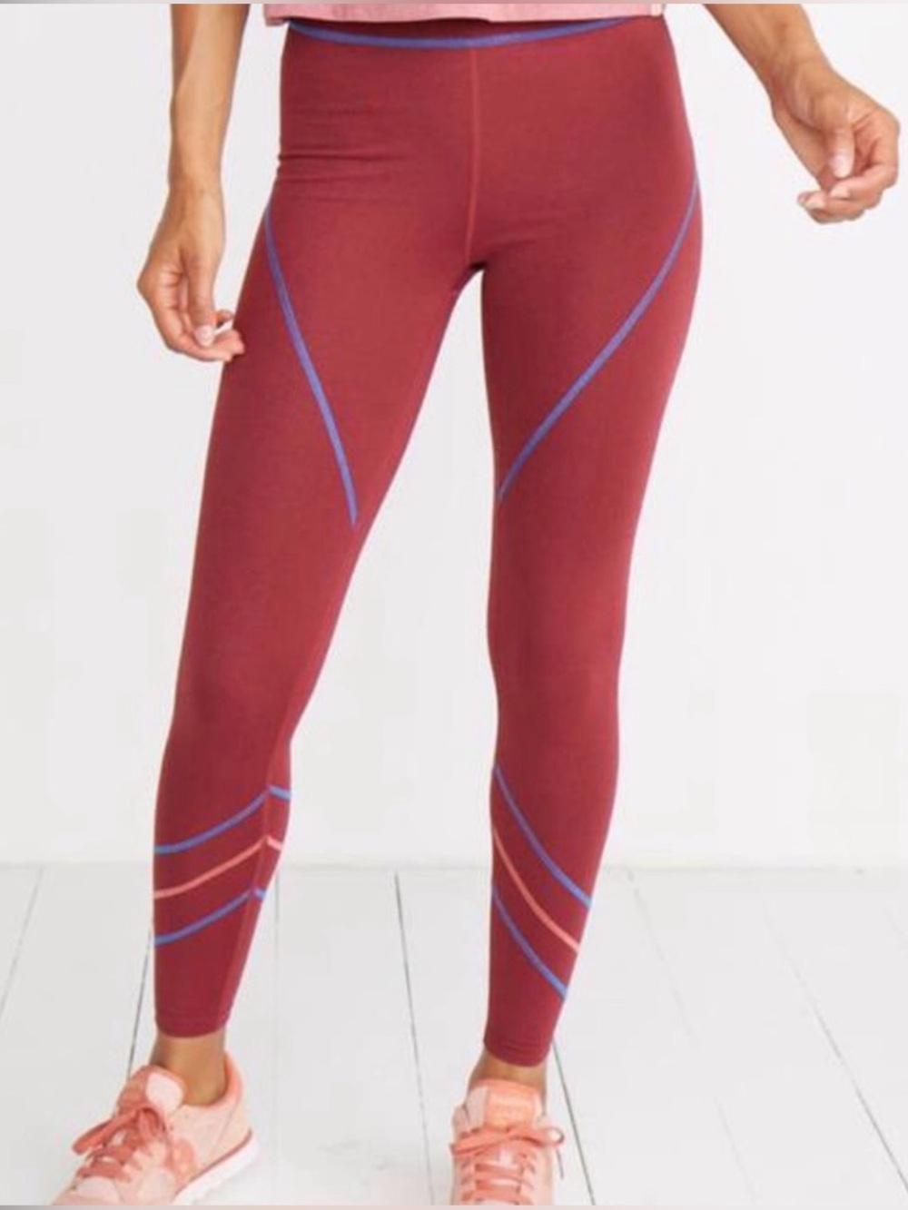 MARINE LAYER XL Weekend Sport Rosewood Striped Leggings Yoga Workout Stretch Gym